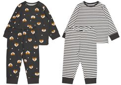 2 pyjamas bébé renards gris gris - 1000024796 - HEMA