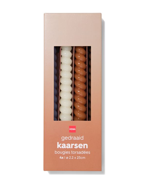 Bougies d"intérieur ⌀2,2x25cm torsadées bleues - 4 pièces - 13506125 - HEMA