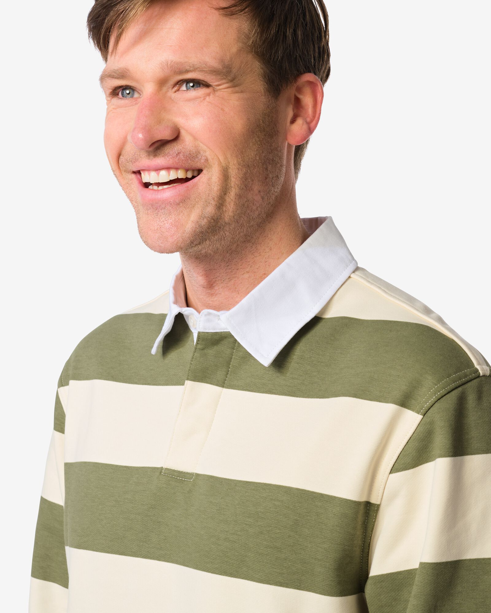 Herrenpullover Sammy aus Sweatstoff, gestreift mittelgr&uuml;n mittelgr&uuml;n - 2130420MIDGREEN - HEMA