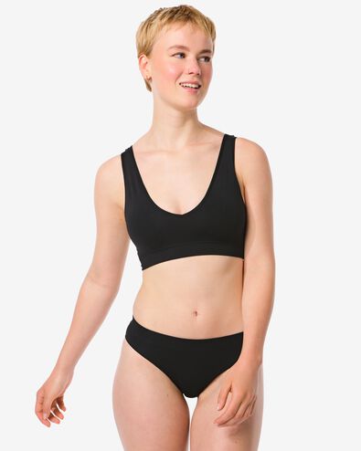 Damen-Hipster, nahtlos, gerippt schwarz - 21900845BLACK - HEMA