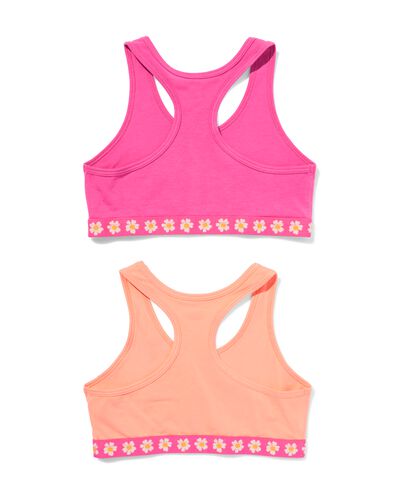 kindertop crop bloemen - 2 stuks perzik perzik - 19302160PEACH - HEMA