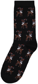 dames kerst sokken glitter hert zwart zwart - 1000029376 - HEMA