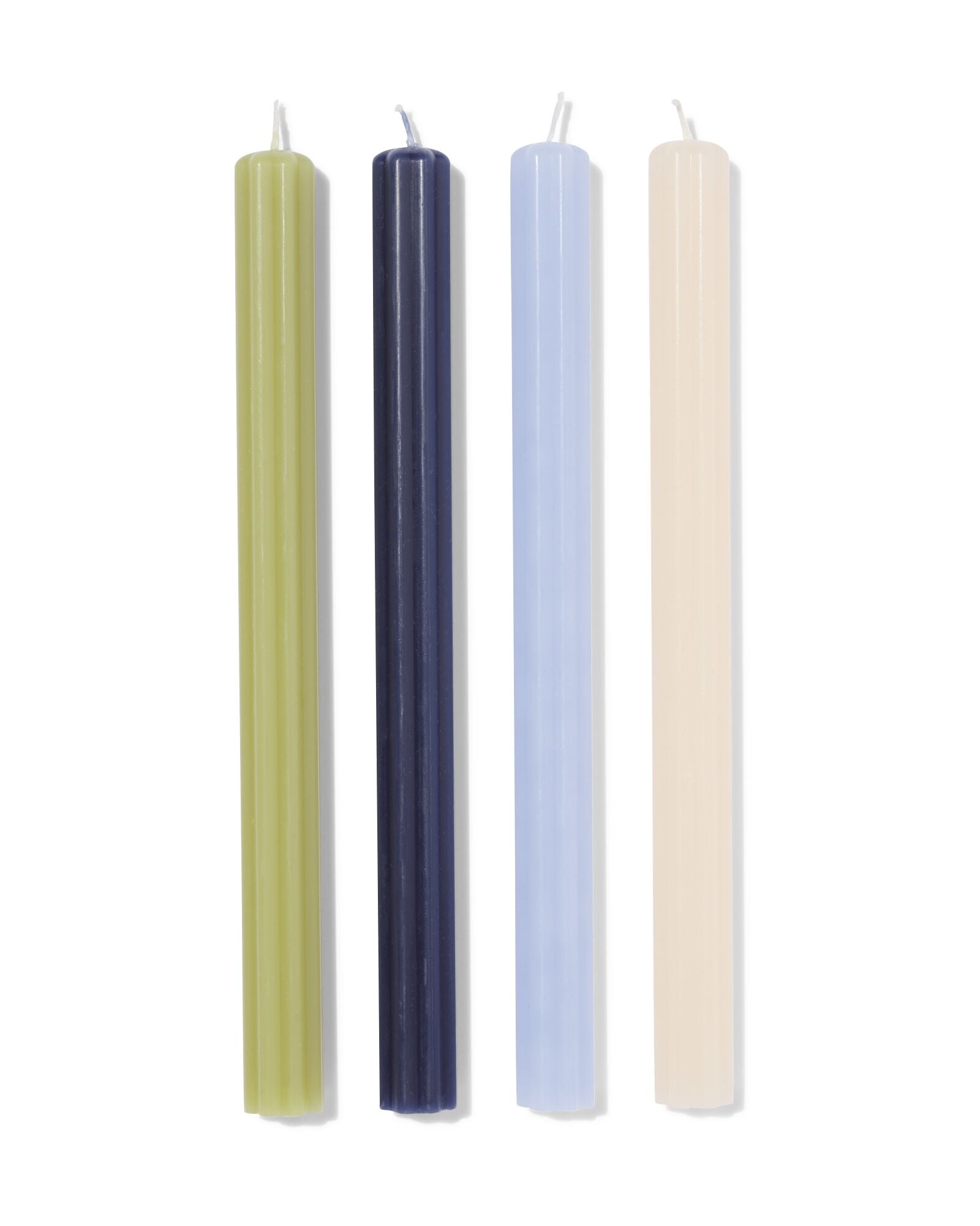 bougies longues ⌀2,2x25cm forme de fleur bleu-vert - 4 pi&egrave;ces - 13506157 - HEMA