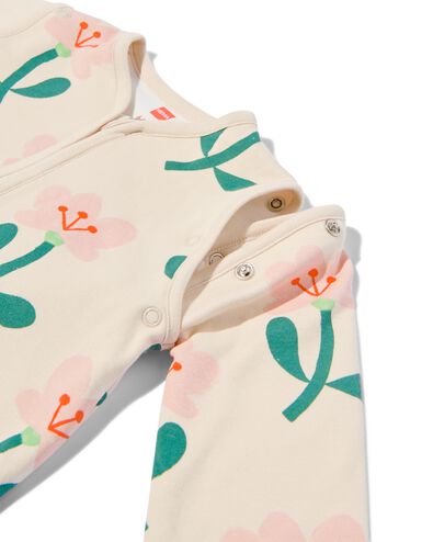 baby slaapzak met drukknoopmouwen katoen bloemen gebroken wit - 33308430OFFWHITE - HEMA