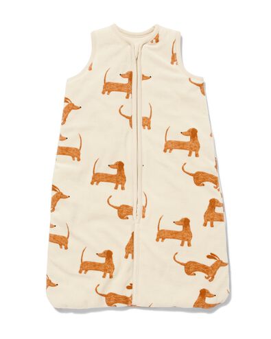 Baby-Schlafsack, &auml;rmellos, gef&uuml;ttert, Velours, Dackel eierschalenfarben - 1000032501 - HEMA