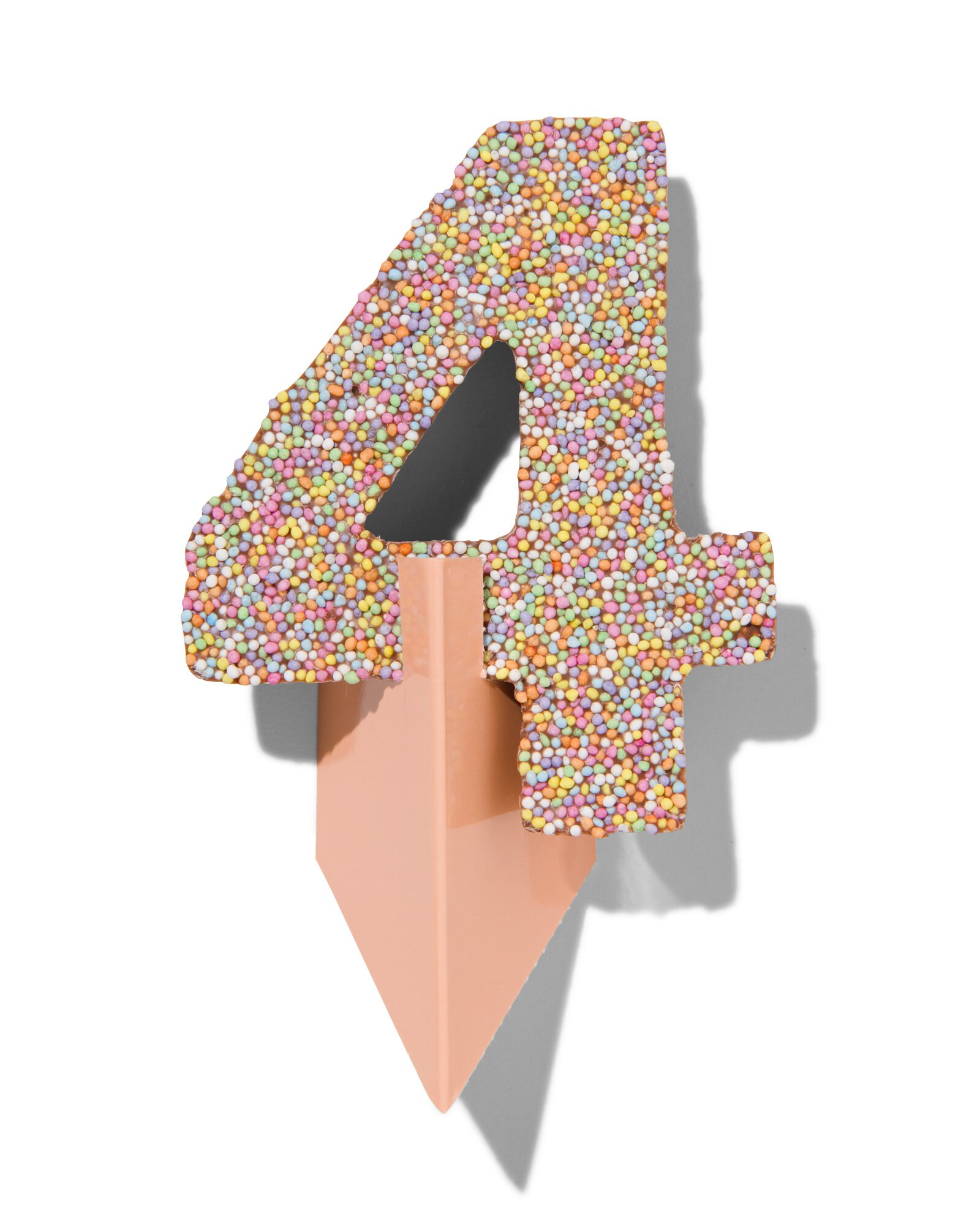 chiffre de fête 4 en chocolat avec perles multicolores - 10360005 - HEMA