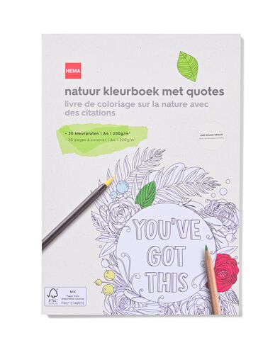 kleurboek A4 natuur quote  - 60720129 - HEMA