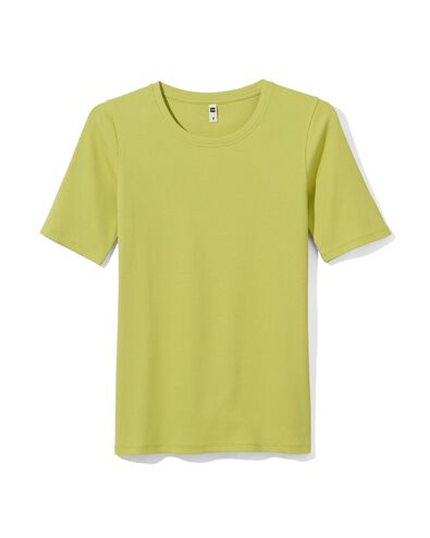 dames t-shirt Clara rib lichtgroen XL - 36257254 - HEMA