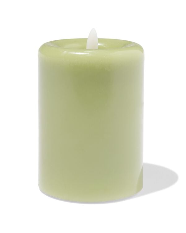 bougie cylindrique led ⌀7,5x10cm lisse vert - 13550165 - HEMA