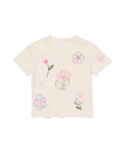 t-shirt enfant jersey fleurs &eacute;cru &eacute;cru - 30854047ECRU - HEMA