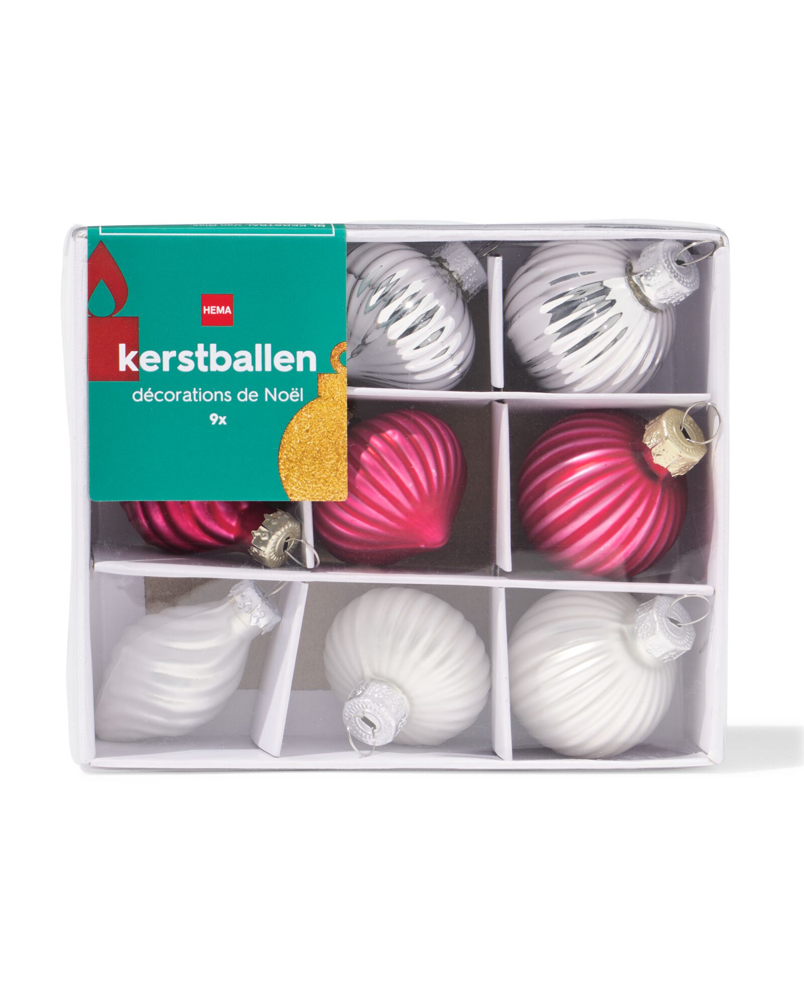 boules de No&euml;l figurines 10,5 cm verre rouge - 9 pi&egrave;ces - 25100193 - HEMA