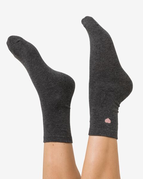 5 paires de chaussettes femme riches en coton grijsmelange - 1000025634 - HEMA