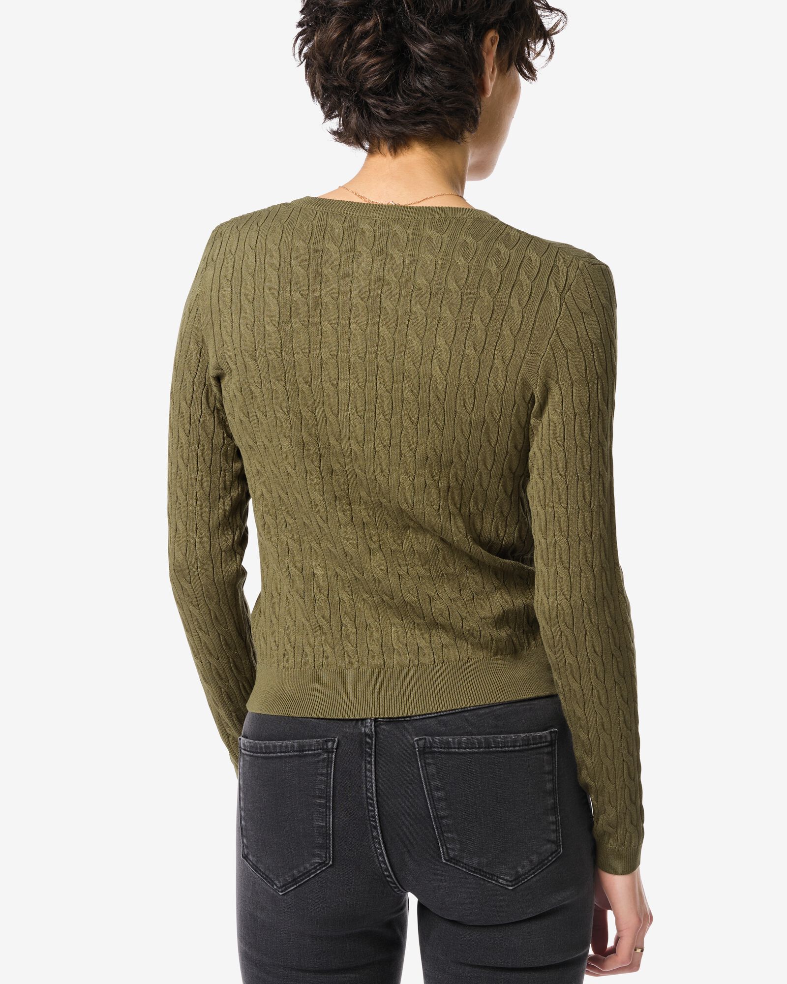 Damen-Strickjacke Louisa, Zopfmuster olivgr&uuml;n olivgr&uuml;n - 36206440OLIVE - HEMA