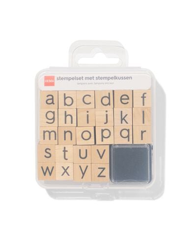 jeu de tampons alphabet avec encreur en bois - 14803955 - HEMA