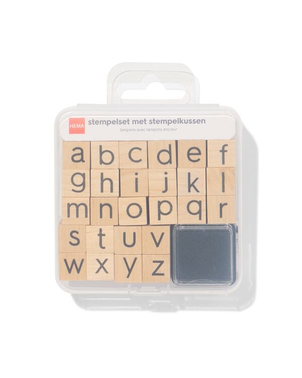 jeu de tampons alphabet avec encreur en bois - 14803955 - HEMA