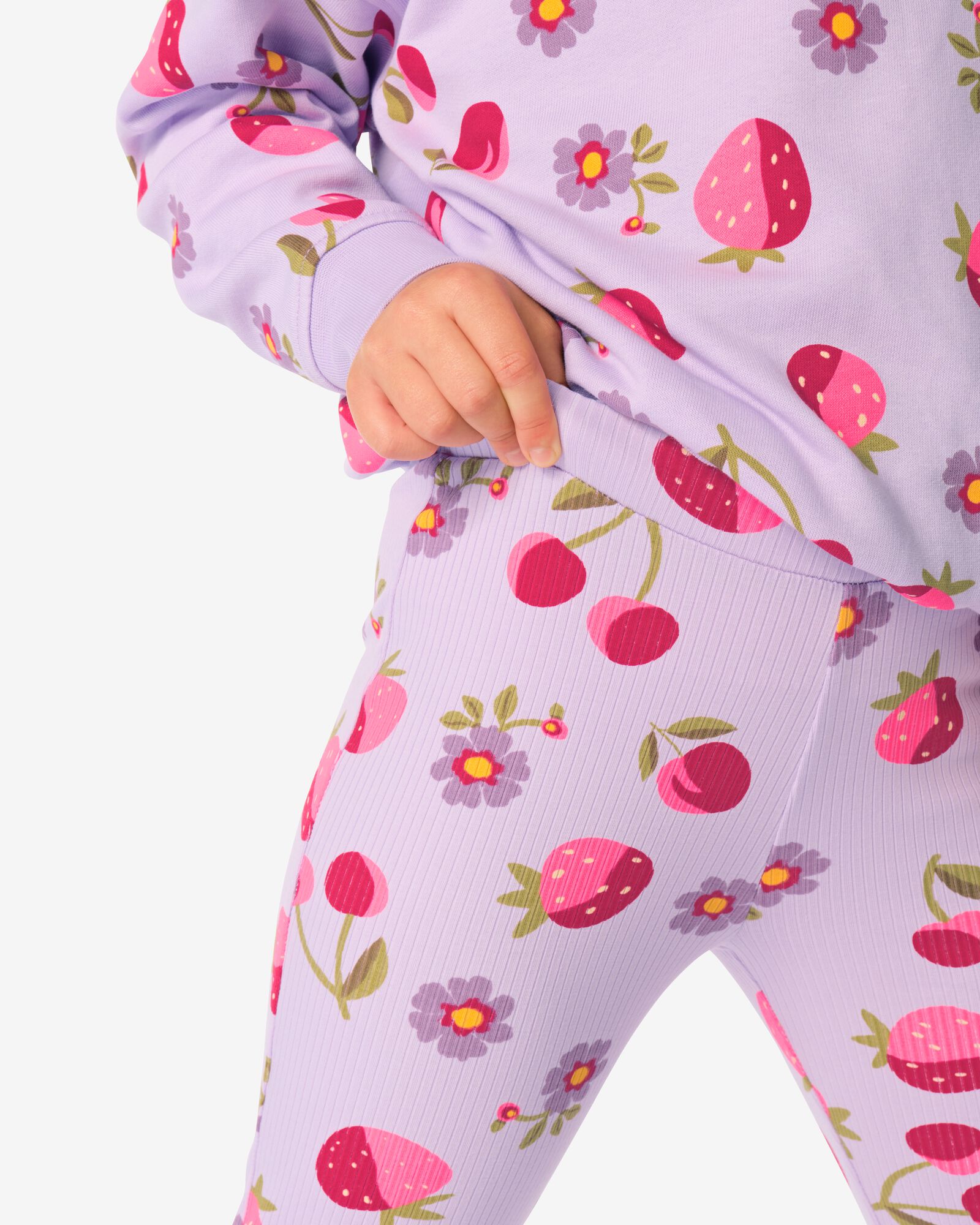 kinderkledingset comfy fit jersey fruit paars 110/116 - 30849469 - HEMA
