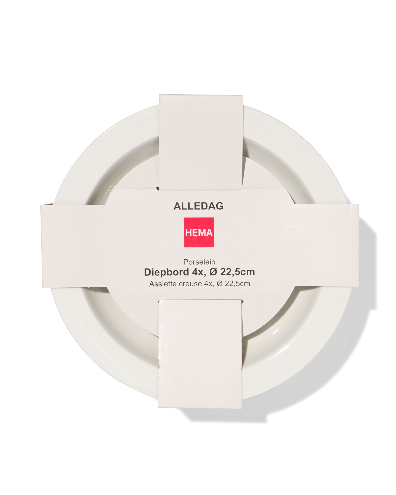 assiette creuse &Oslash;22,5cm usage quotidien porcelaine blanche - 4 pi&egrave;ces - 9650331 - HEMA