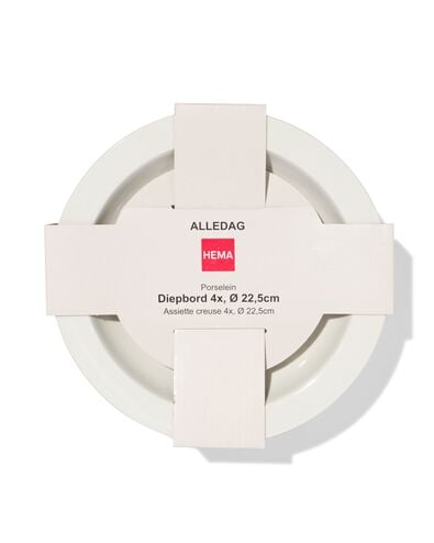assiette creuse &Oslash;22,5cm usage quotidien porcelaine blanche - 4 pi&egrave;ces - 9650331 - HEMA