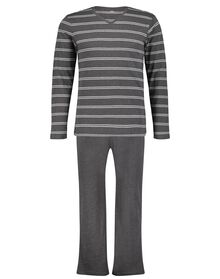 Herren-Pyjama, Streifen graumeliert graumeliert - 1000025088 - HEMA