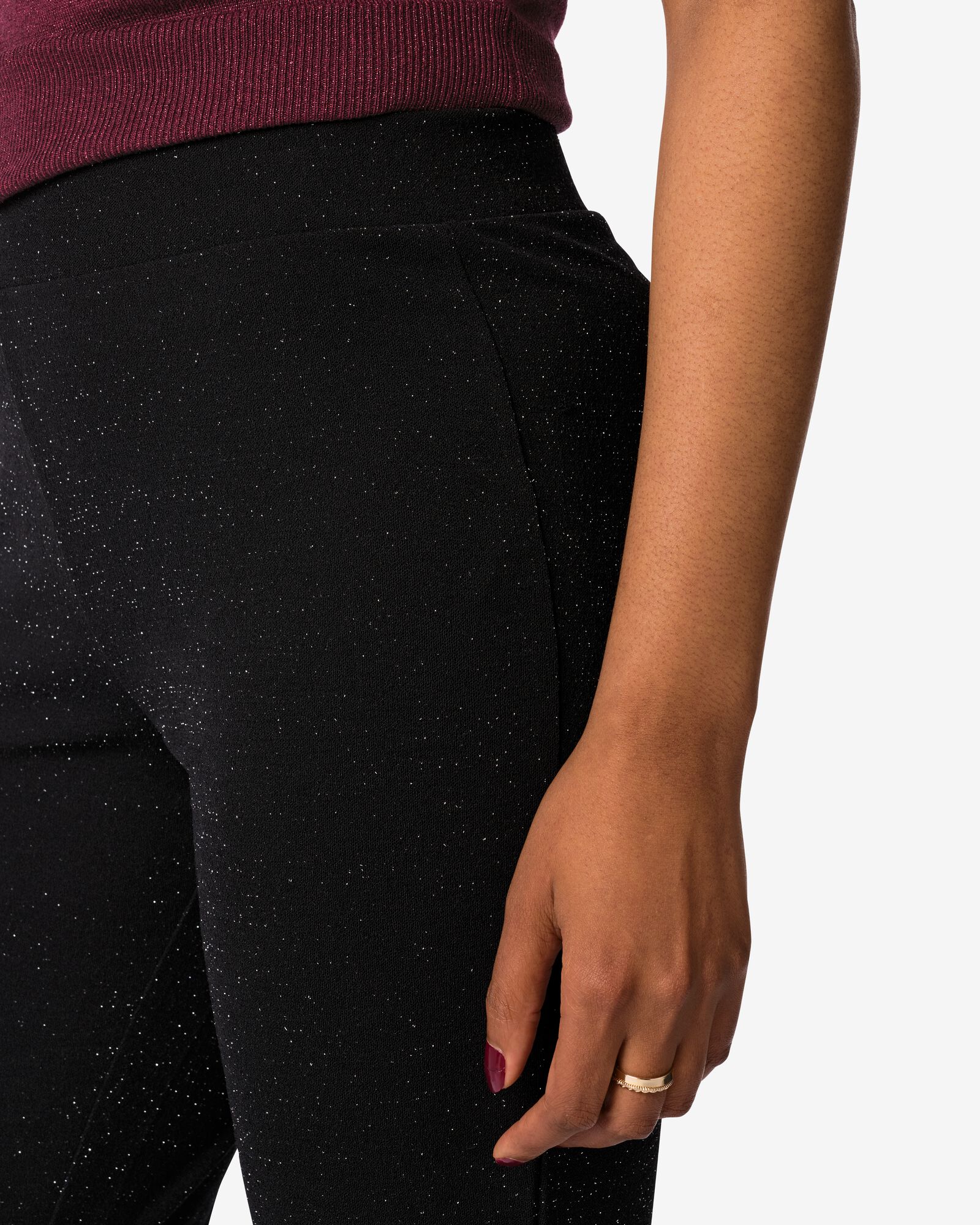 pantalon femme patte d&eacute;l&eacute;phant paillettes noir noir - 1000021698 - HEMA