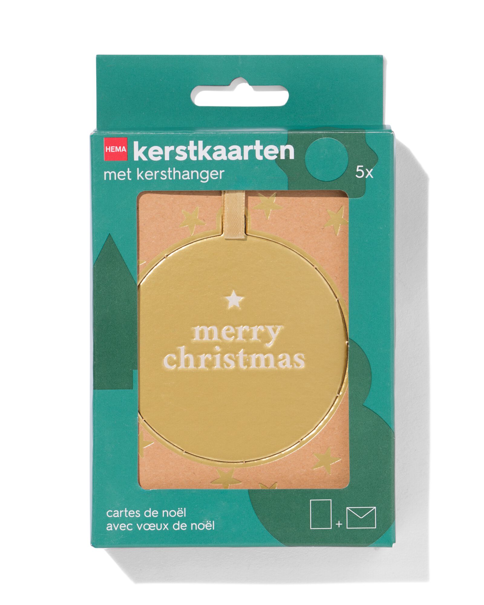 5er-Pack Weihnachtskarten mit Weihnachtsanhänger - 25300065 - HEMA