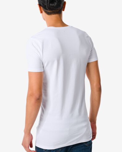 Herren-T-Shirt, Slim Fit, V-Ausschnitt , extralang weiß L - 34276865 - HEMA