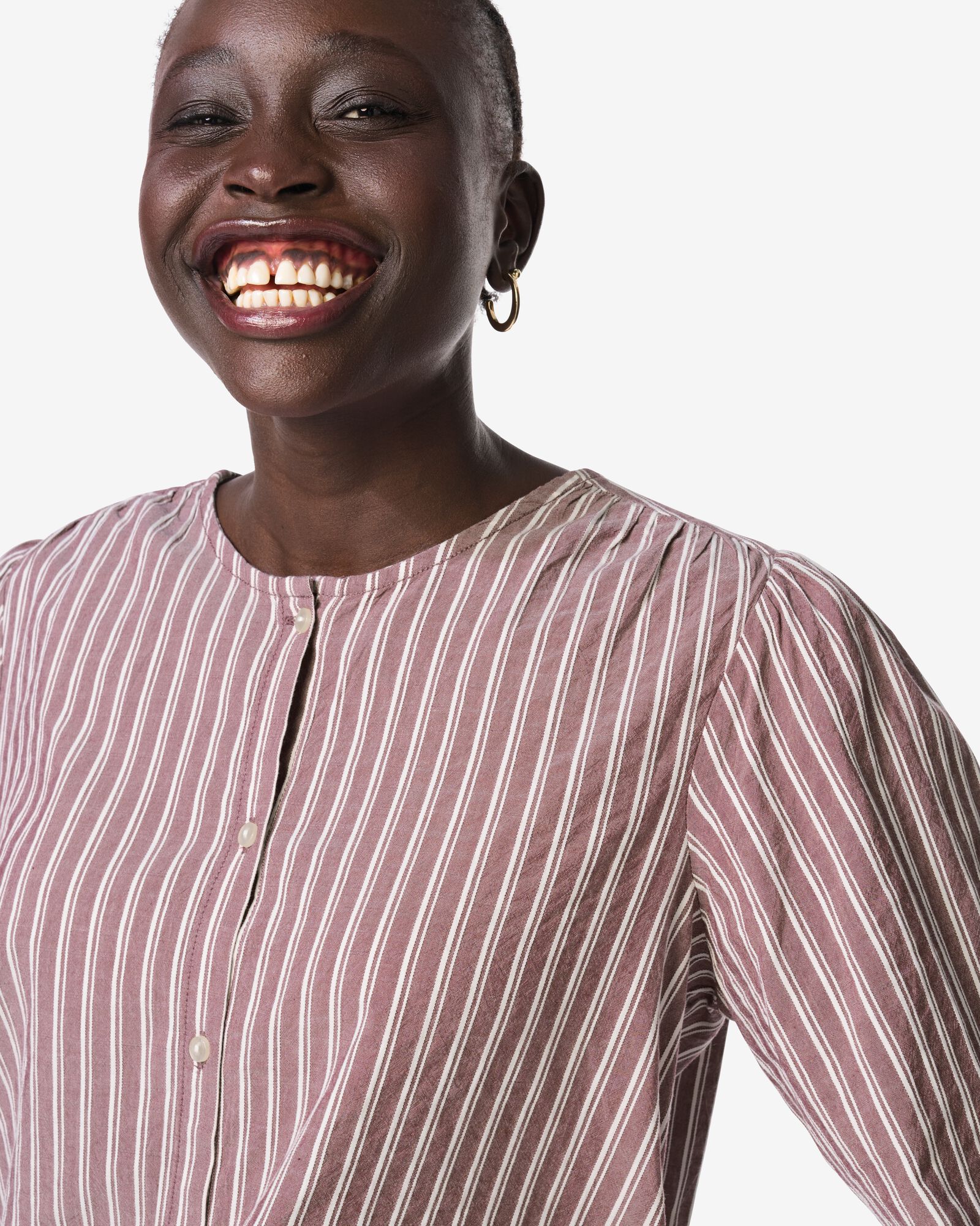 damesblouse Sally strepen bordeauxrood bordeauxrood - 36206930BURGUNDYRED - HEMA