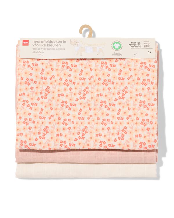 carr&eacute; hydrophile 60x60cm fleurs - 3 pi&egrave;ces - 33305660 - HEMA