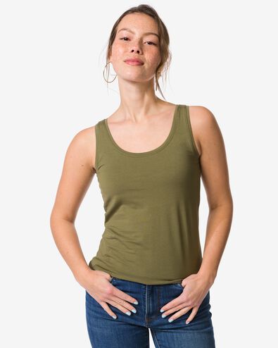 damessinglet Carry jersey olijf olijf - 36302970OLIVE - HEMA