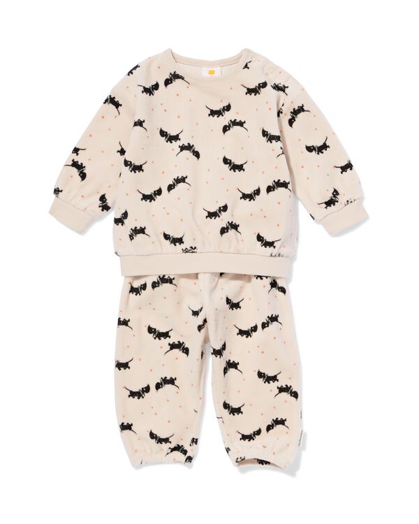 takkie newborn kledingset velours lichtgrijs lichtgrijs - 33425520LIGHTGREY - HEMA