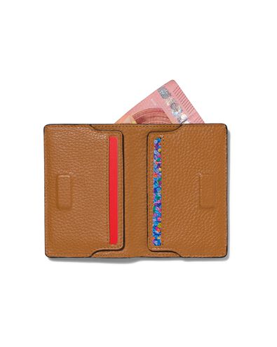 portemonnaie pliant avec fermeture aimantée cuir marron RFID 7x10.5 - 18110043 - HEMA