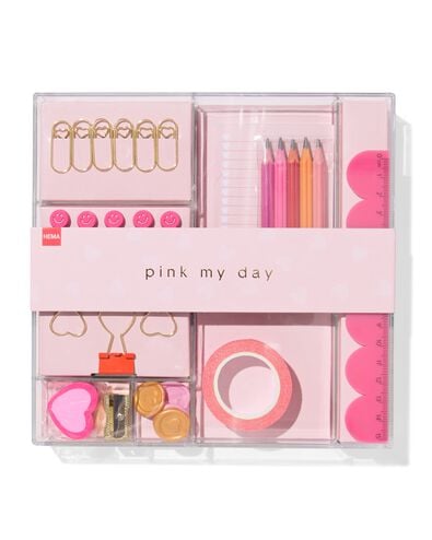 set cadeau accessoires de bureau rose - 14100222 - HEMA