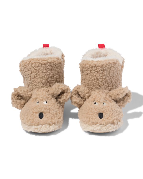 kindersloffen teddy gezichtje bruin bruin - 18400100BROWN - HEMA