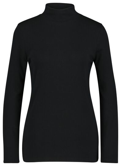 dames t-shirt met col zwart - 1000022623 - HEMA