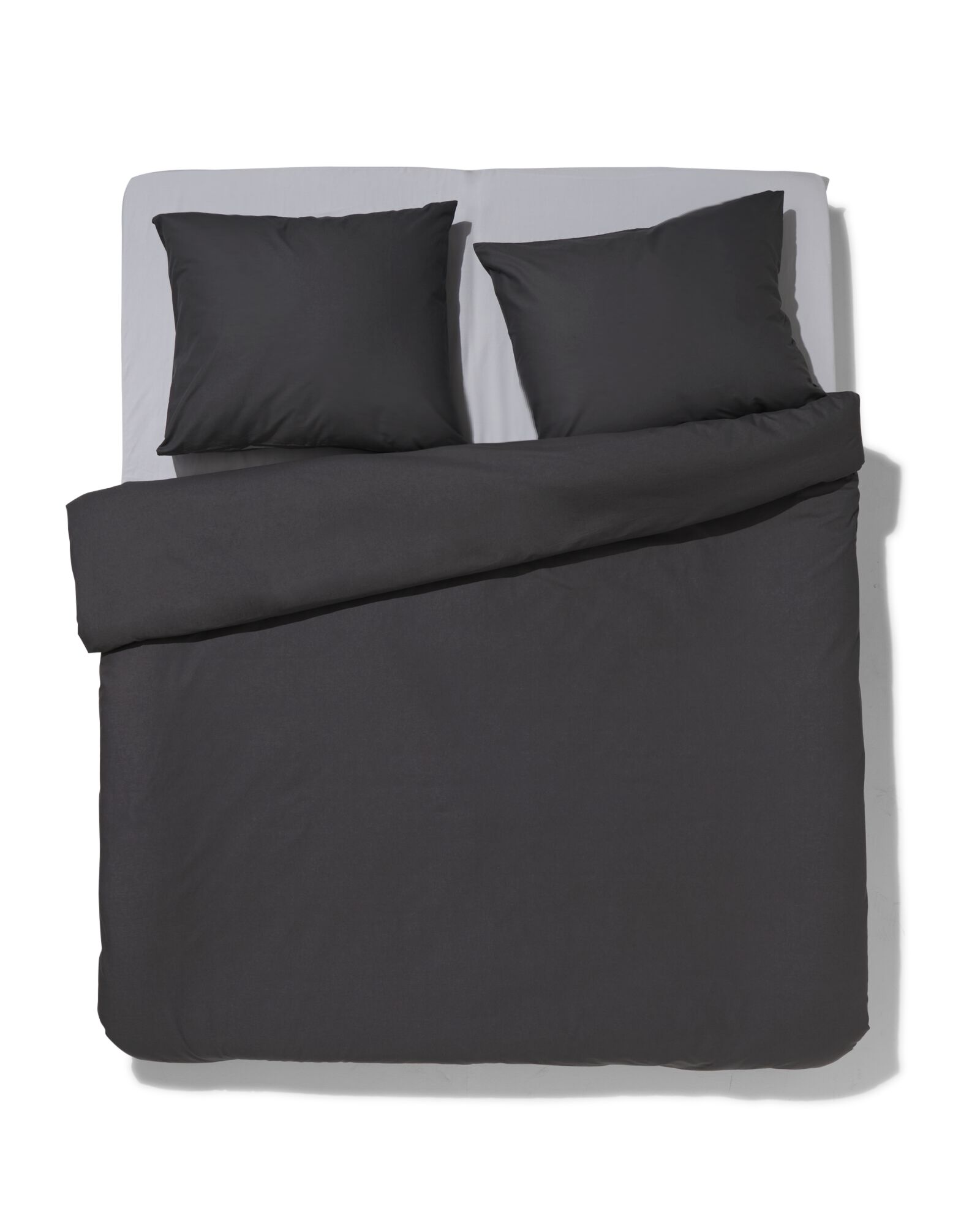 housse de couette 200x200/220cm en coton doux gris fonc&eacute; - 5797026 - HEMA