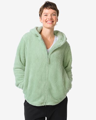dames loungevest teddy groen - 23401255GREEN - HEMA