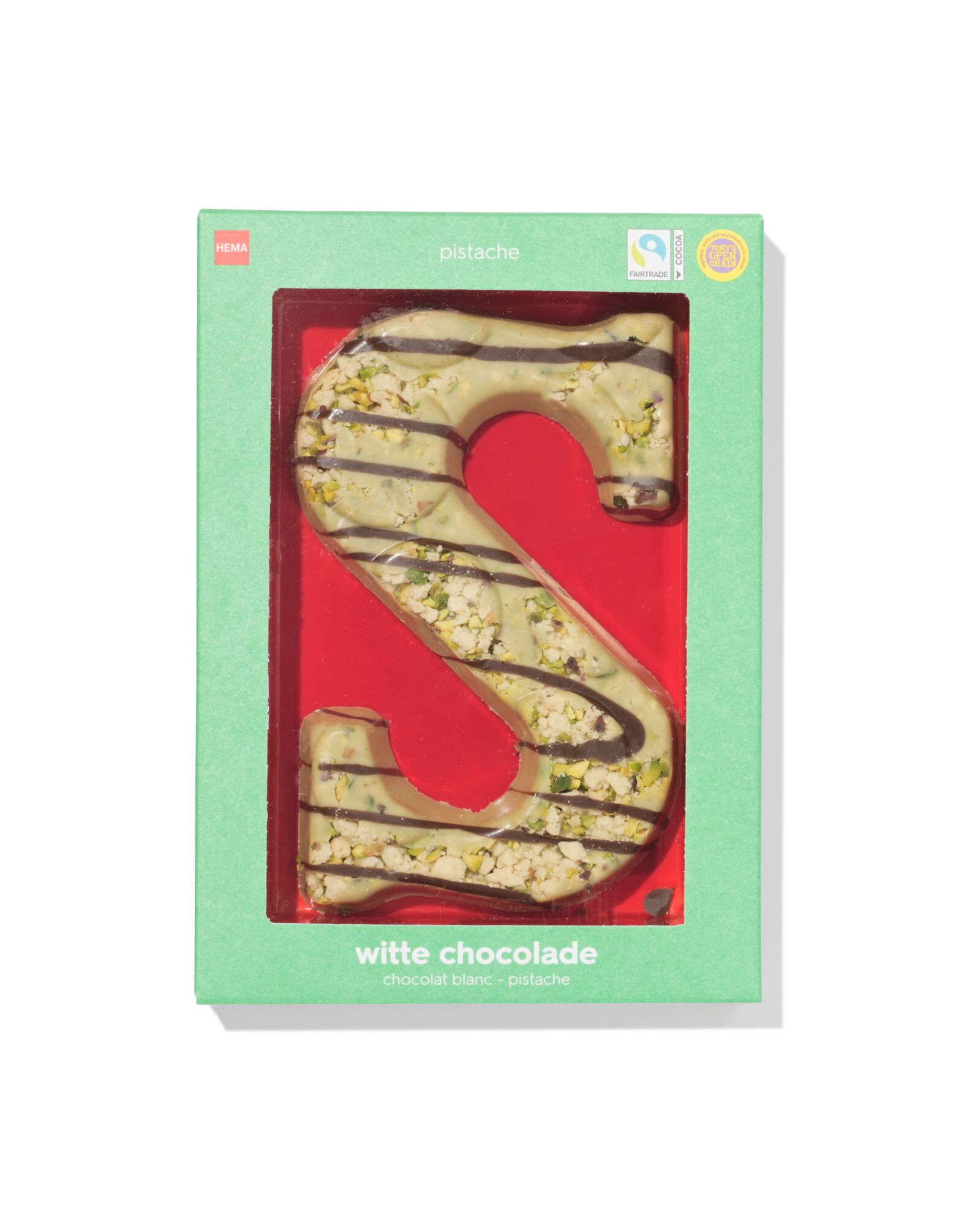 lettre en chocolat blanc &agrave; la pistache S 125 g  - 24429819 - HEMA