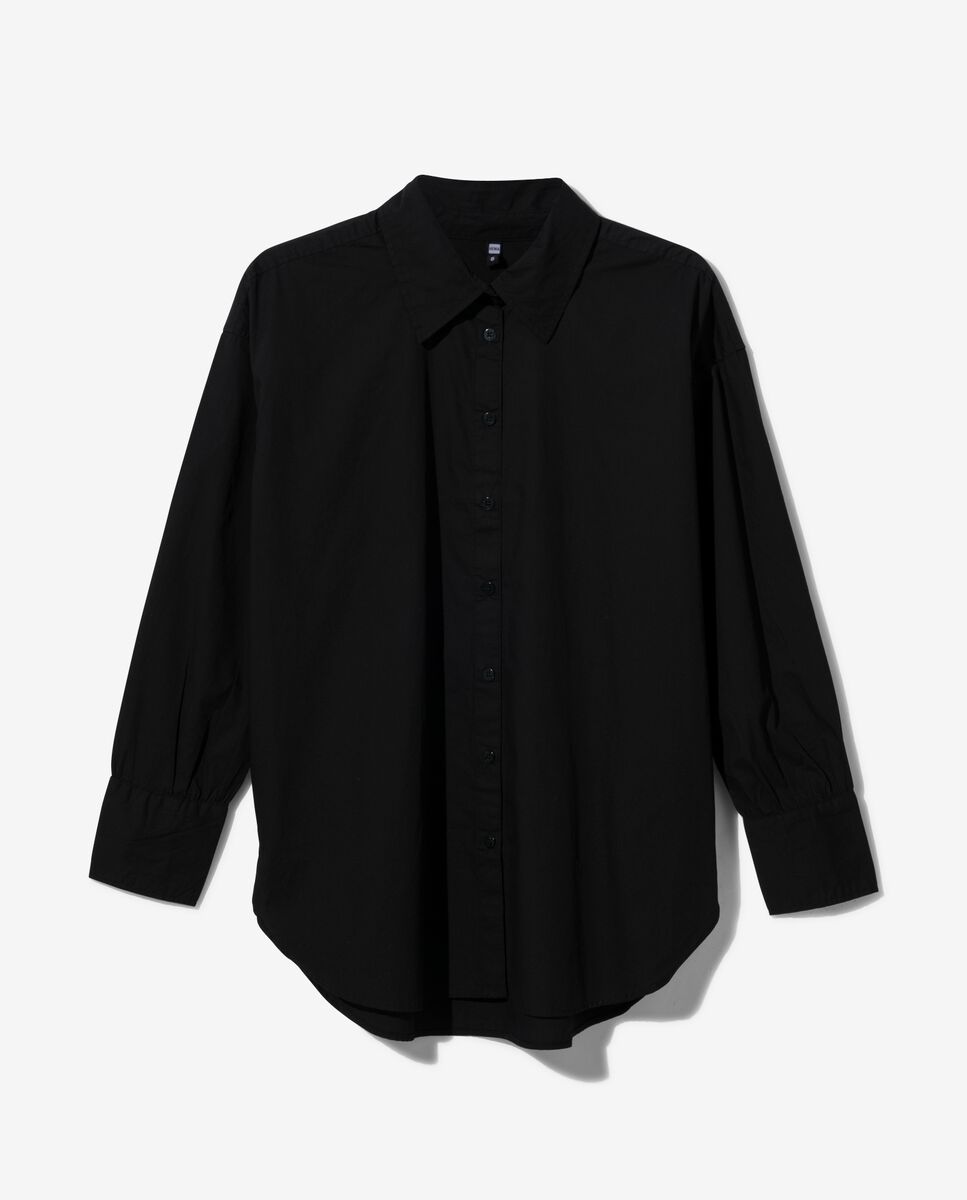 dames blouse poplin India zwart XL - 36200584 - HEMA