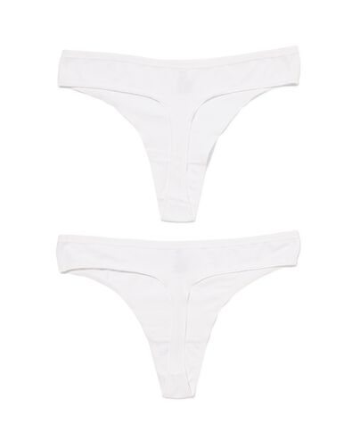 2 strings femme taille haute coton stretch blanc XL - 19630923 - HEMA