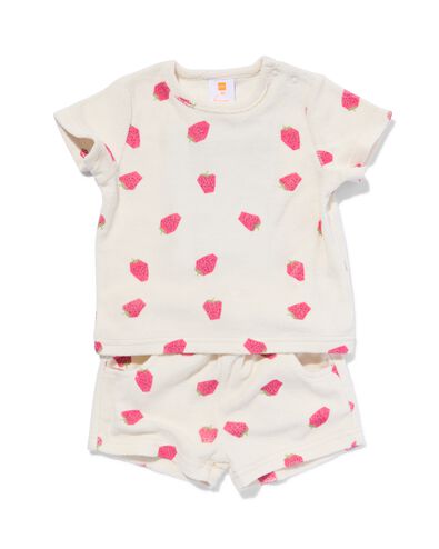 ensemble de vêtements bébé t-shirt et short tissu éponge fraises écru 74 - 33048453 - HEMA