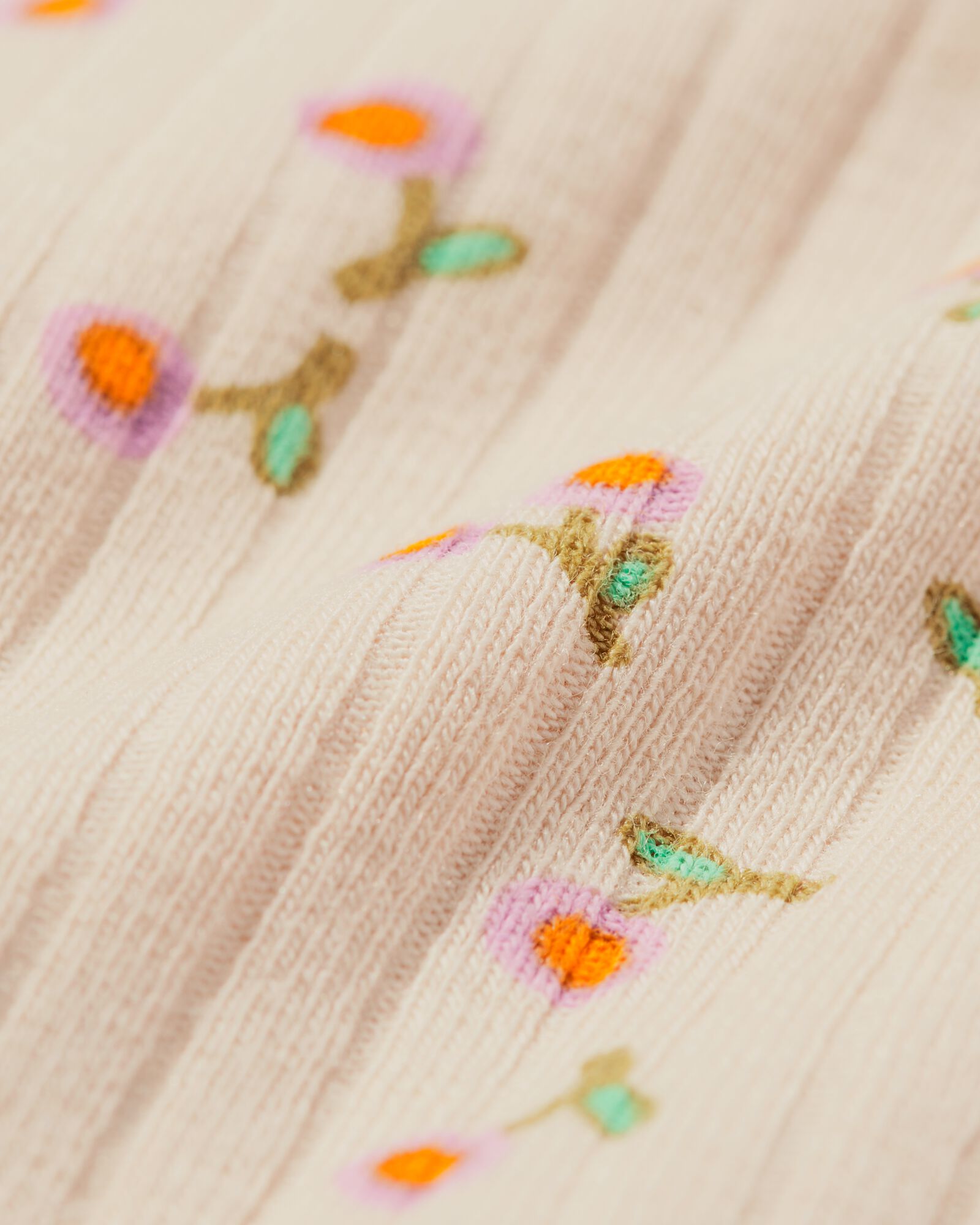 Mitwachsender Newborn-Wickelstrampler, gerippt, mit Blumen ecru ecru - 33437820ECRU - HEMA