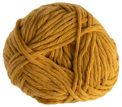 fil à tricoter et à crocheter en coton recyclé 85m ocre jaune ocre recycled cotton - 1400247 - HEMA