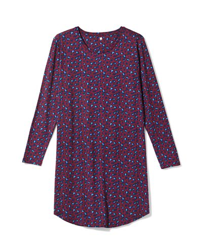damesnachthemd micro luipaard bordeauxrood - 23400940BURGUNDYRED - HEMA