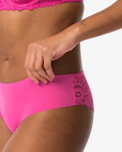 slip brésilien femme micro avec dentelle rose vif XL - 19620040 - HEMA