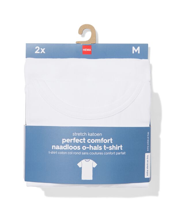 2 t-shirts homme slim fit col rond sans coutures blanc blanc - 1000009848 - HEMA