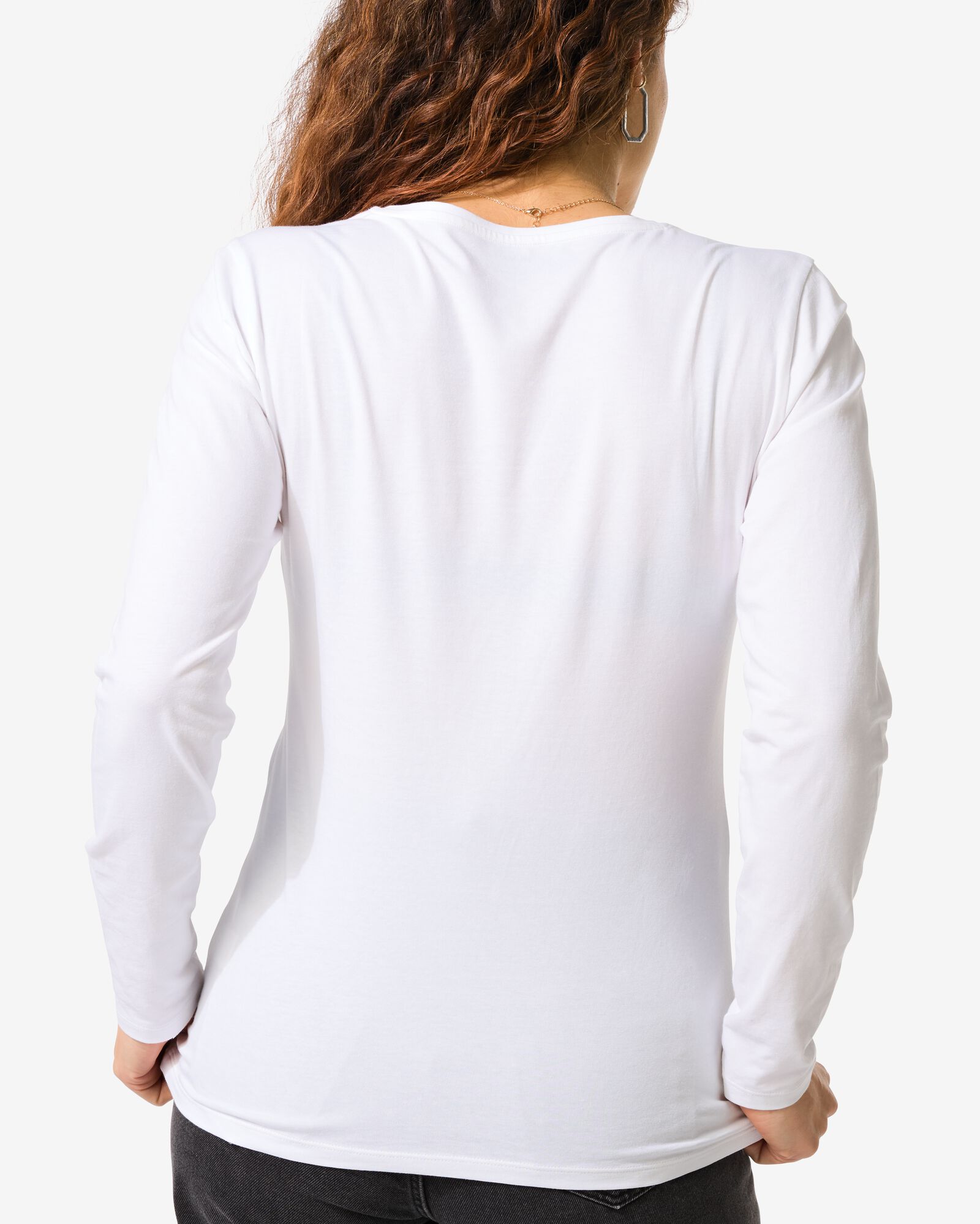 dames T-shirt slim fit o-hals wit wit - 36301960WHITE - HEMA