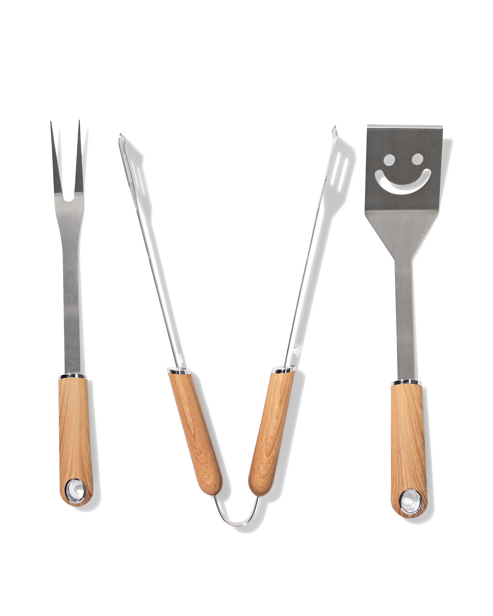 barbecue bestekset rvs - 3 stuks - 41800233 - HEMA