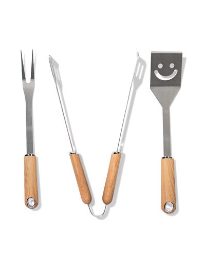 barbecue bestekset rvs - 3 stuks - 41800233 - HEMA