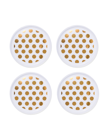 4 assiettes en plastique réutilisables - Ø22.5 cm - pois dorés - 14200393 - HEMA