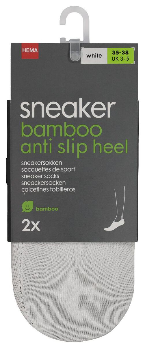 2 pairs women's sneaker socks with bamboo white - 1000018886 - hema
